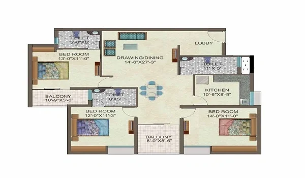 Featured Image of Century Oneworld Seraya 3 Bhk Floor Plan